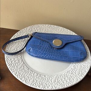 Liz Claiborne Blue Crocodile Embossed Clutch Hardly Used
